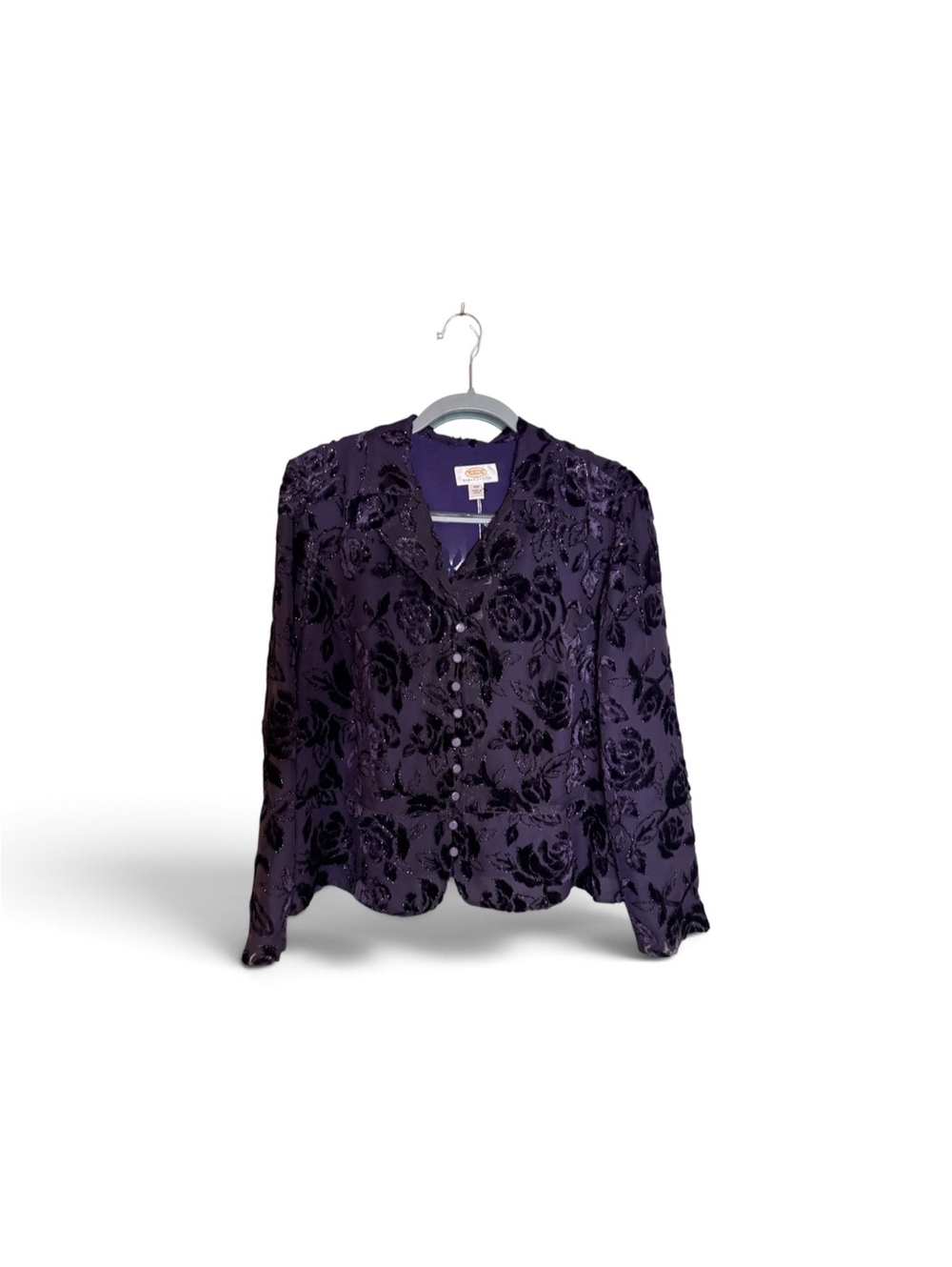 Talbots Woman Petites Burnout Velvet Rose Jacket 16W — Purple Gothic Whimsigoth
